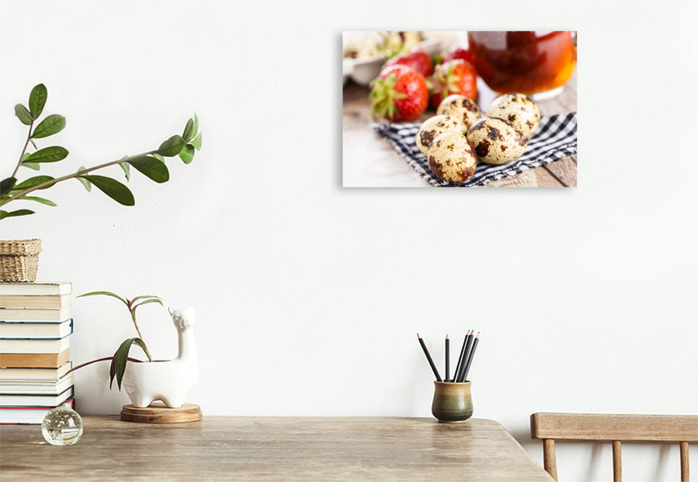 Premium Textil-Leinwand Wachteleier