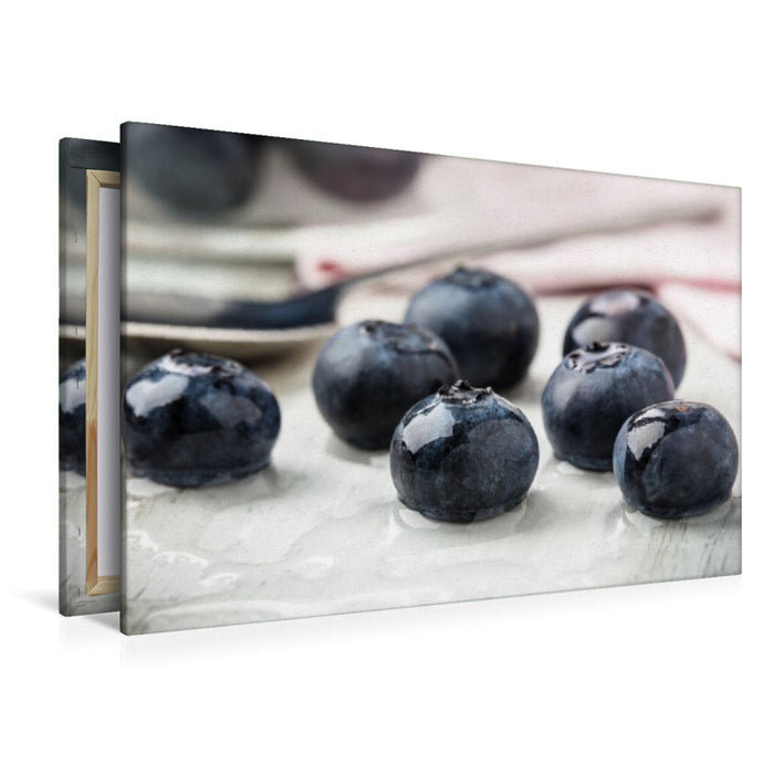 Premium Textil-Leinwand Blaubeeren