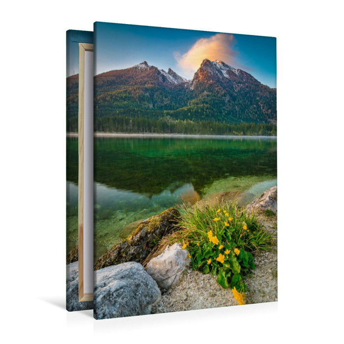 Premium Textil-Leinwand Frühling am Hintersee