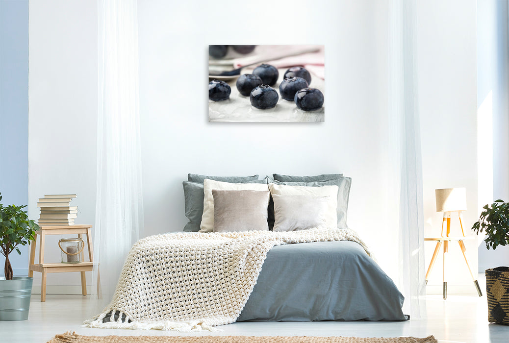Premium Textil-Leinwand Blaubeeren