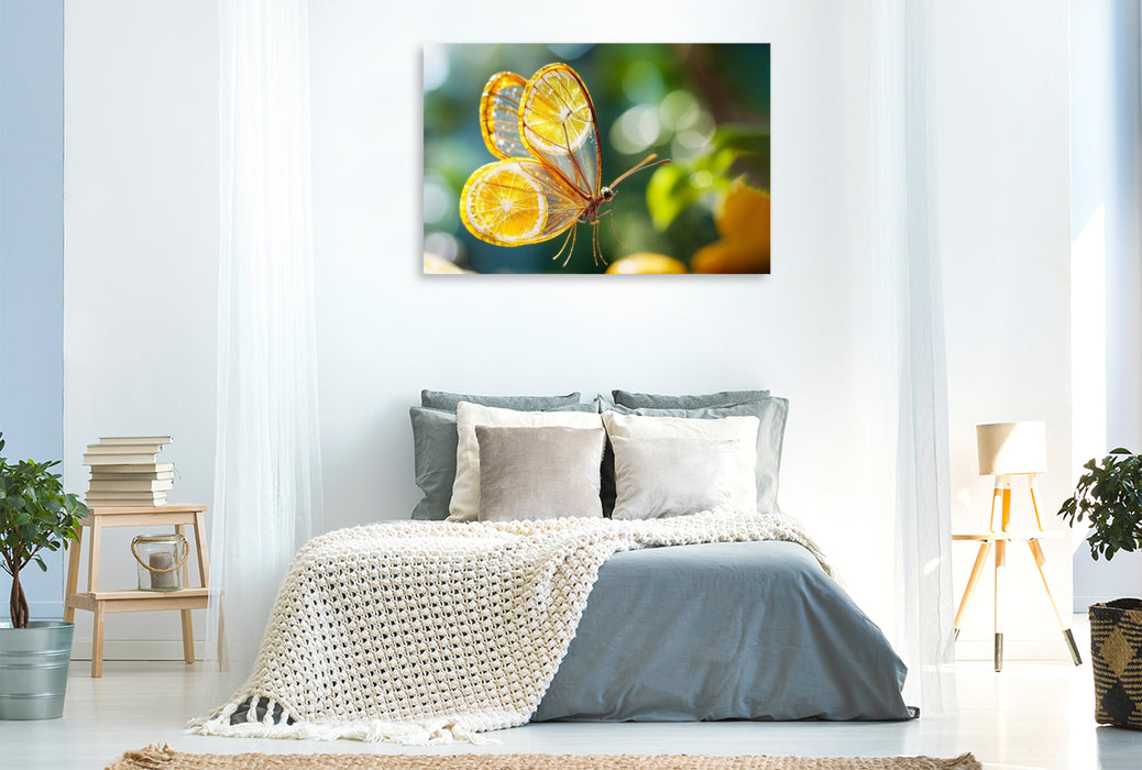 Premium Textil-Leinwand Zitronenfalter