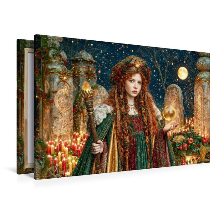 Premium Textil-Leinwand Sagenhafte Gefährten - Die Yule-Magierin