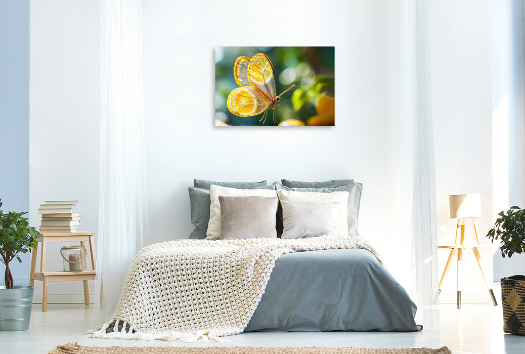 Premium Textil-Leinwand Zitronenfalter