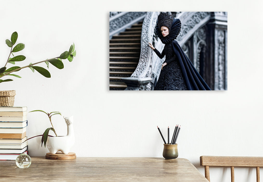 Premium Textil-Leinwand Schwarze Fee