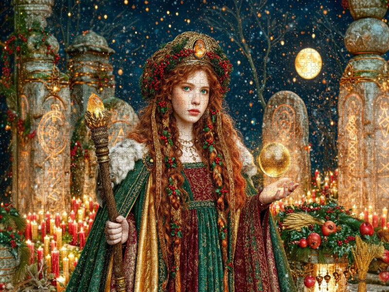 Sagenhafte Gefährten - Die Yule-Magierin - CALVENDO Foto-Puzzle'