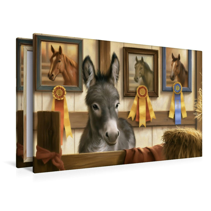 Premium Textil-Leinwand Esel im Stall