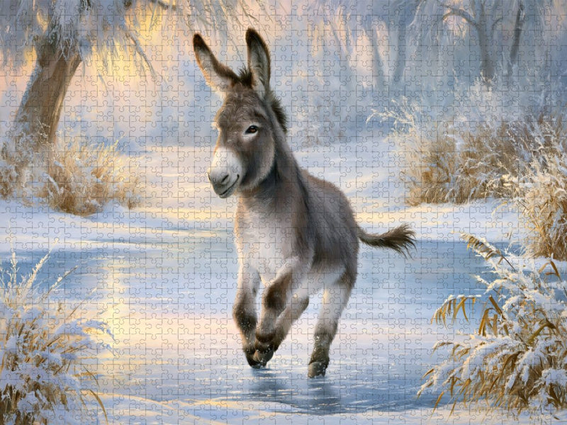 Esel auf dem Eis - CALVENDO Foto-Puzzle'