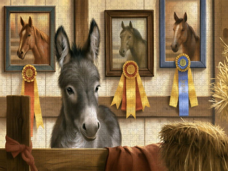 Esel im Stall - CALVENDO Foto-Puzzle'