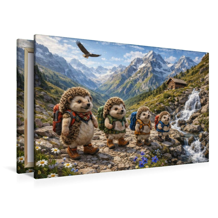 Premium Textil-Leinwand Die Igelwanderer der Alpen