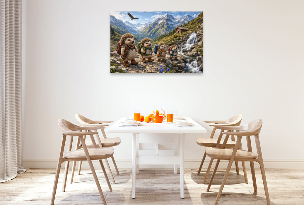 Premium Textil-Leinwand Die Igelwanderer der Alpen
