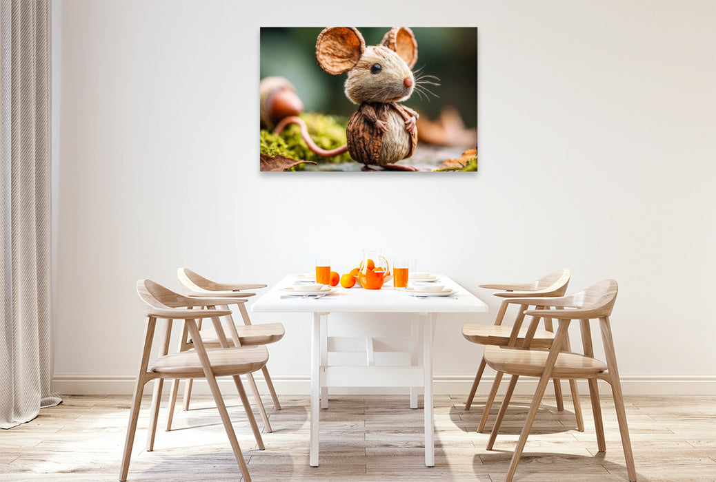 Premium Textil-Leinwand Haselmaus