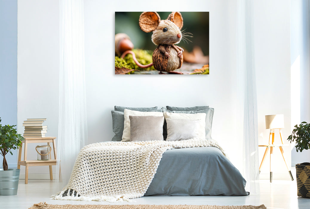 Premium Textil-Leinwand Haselmaus