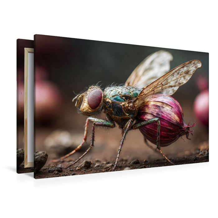 Premium Textil-Leinwand Zwiebelfliege