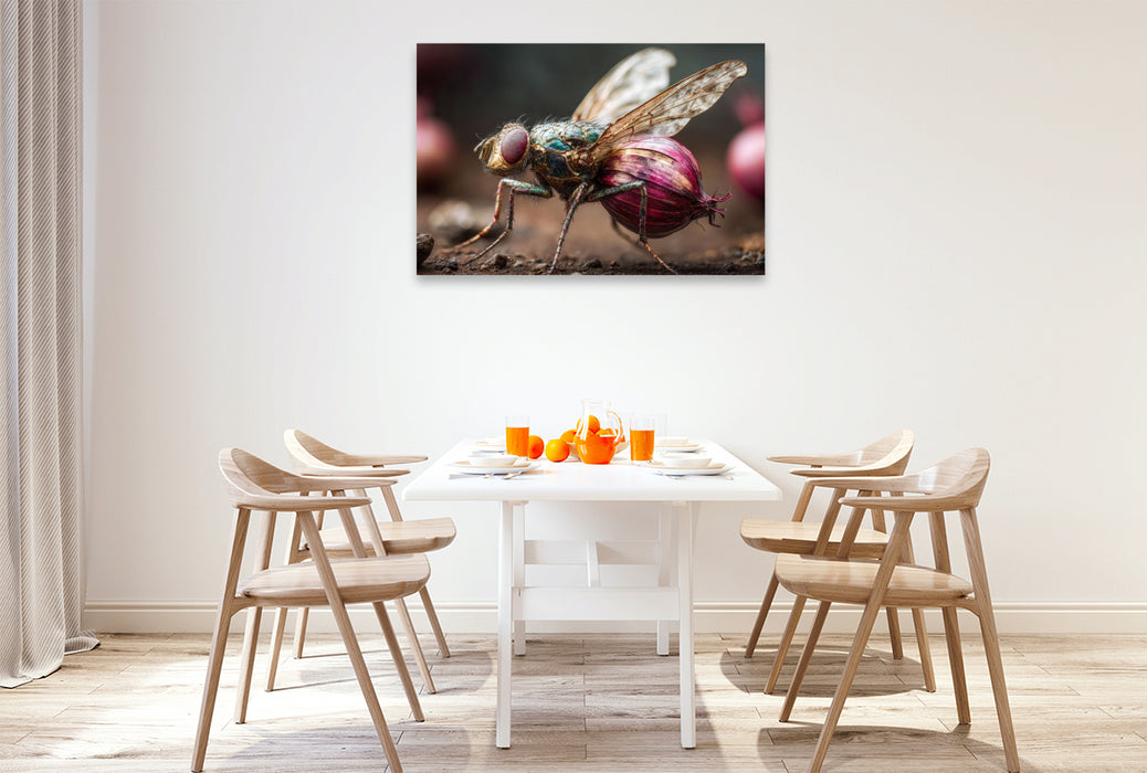 Premium Textil-Leinwand Zwiebelfliege