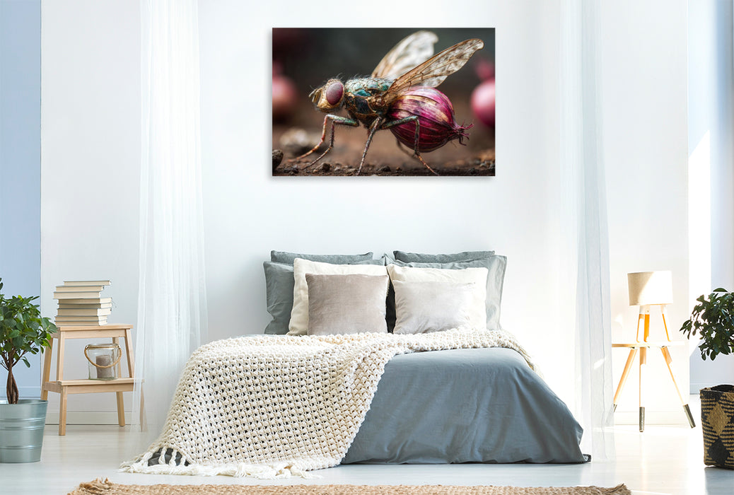 Premium Textil-Leinwand Zwiebelfliege