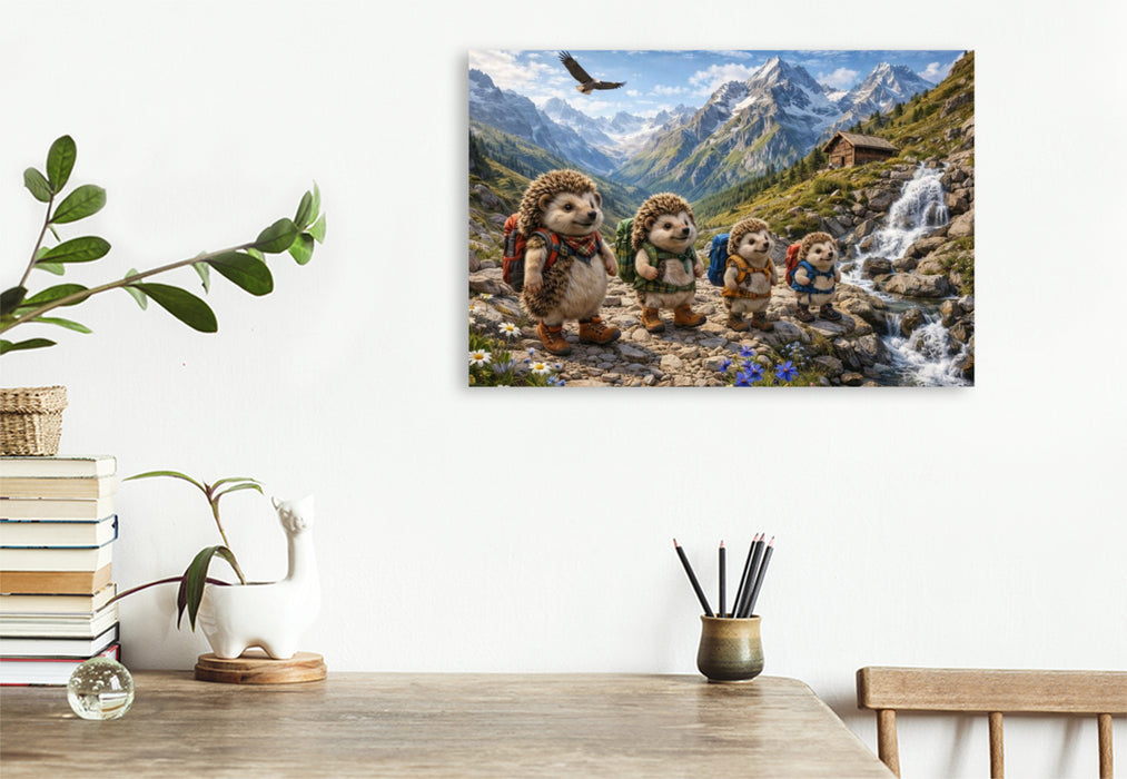 Premium Textil-Leinwand Die Igelwanderer der Alpen