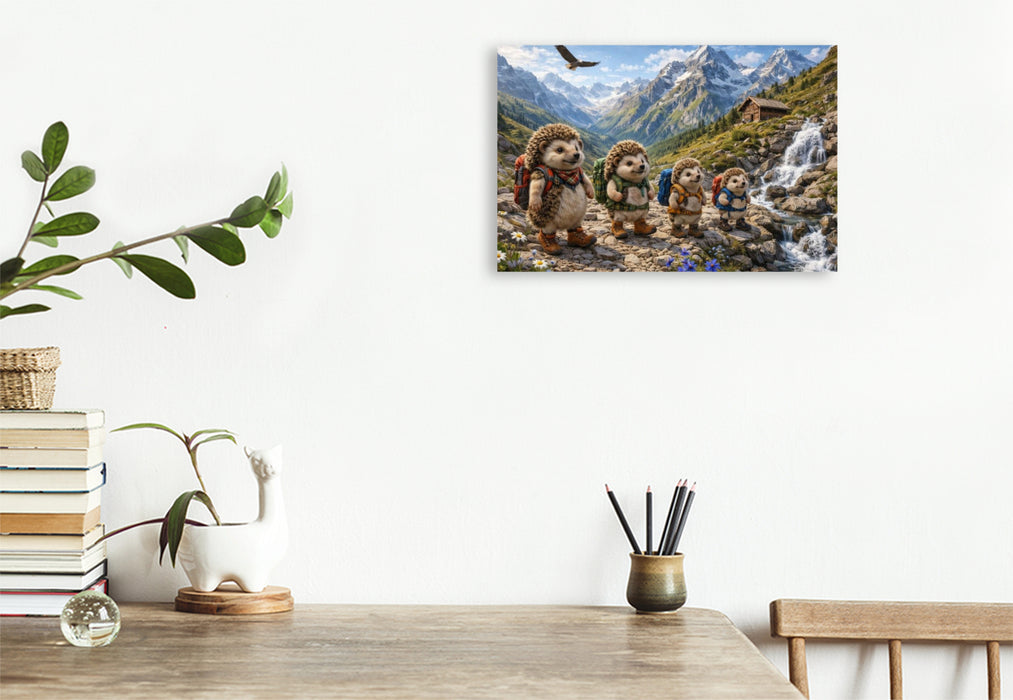 Premium Textil-Leinwand Die Igelwanderer der Alpen