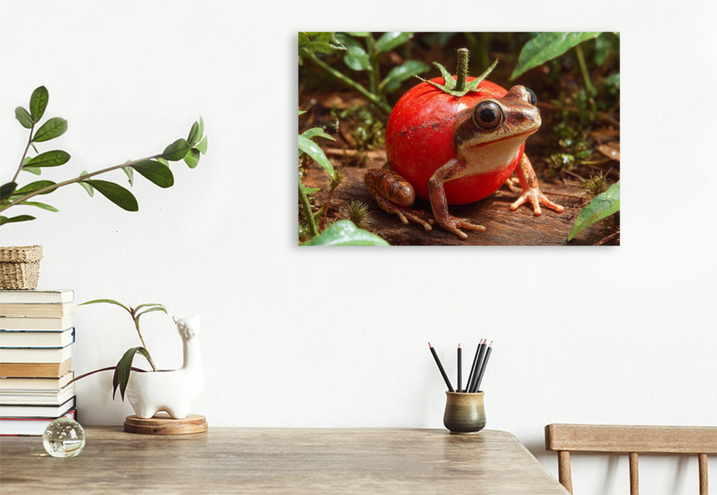 Premium Textil-Leinwand Tomatenfrosch