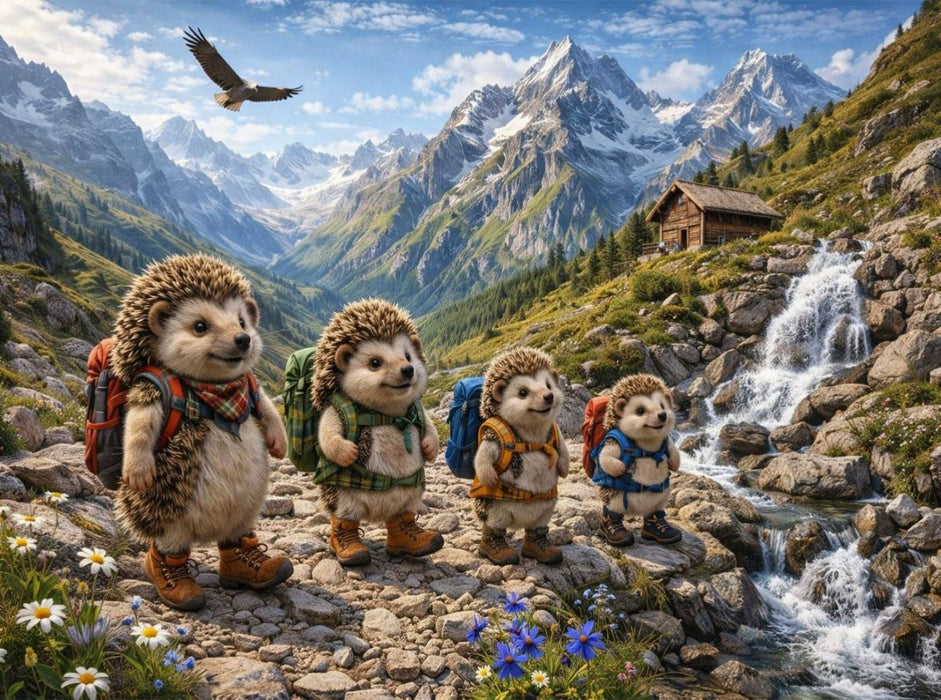 Die Igelwanderer der Alpen - CALVENDO Foto-Puzzle'