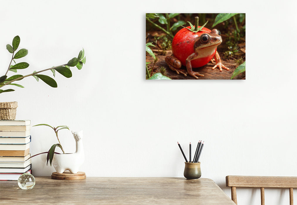 Premium Textil-Leinwand Tomatenfrosch