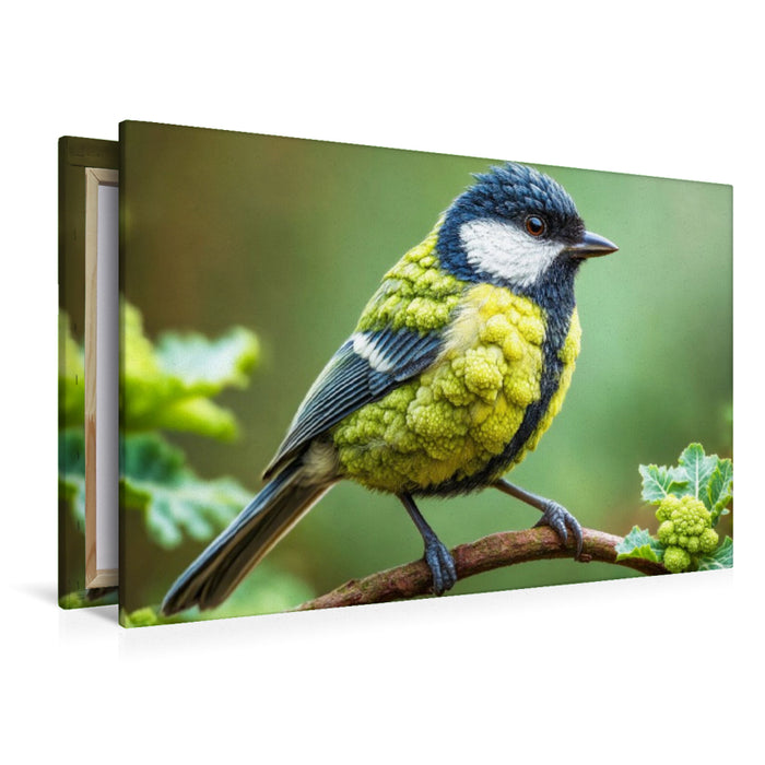 Premium Textil-Leinwand Kohlmeise