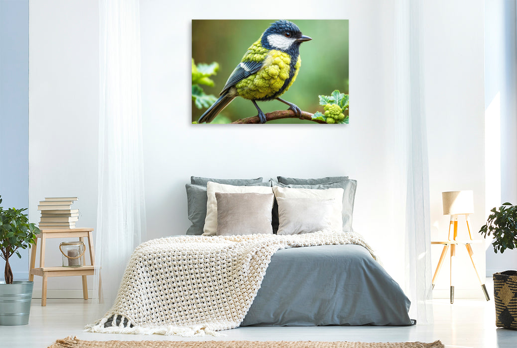Premium Textil-Leinwand Kohlmeise