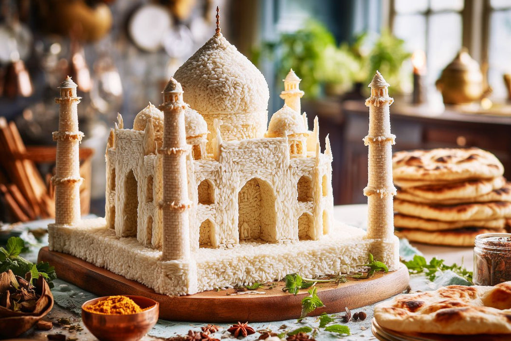 Premium Textil-Leinwand Taj Mahal in Agra, Indien