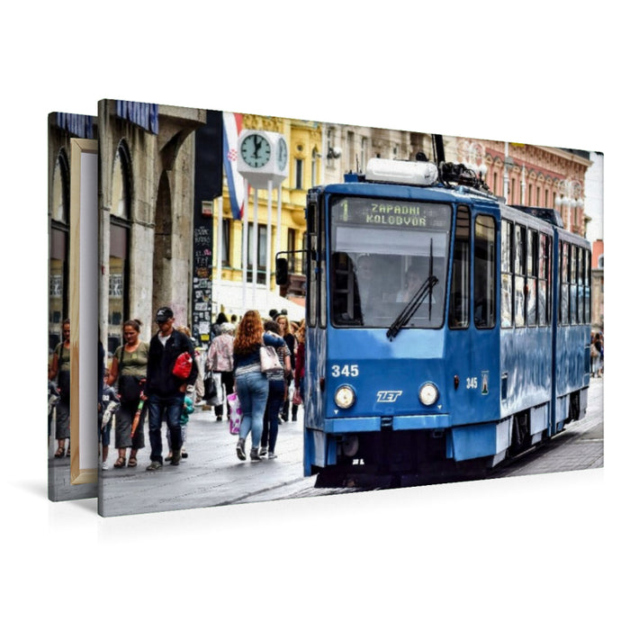 Premium Textil-Leinwand Eine Tatra KT4YU-Straßenbahn in Zagreb.