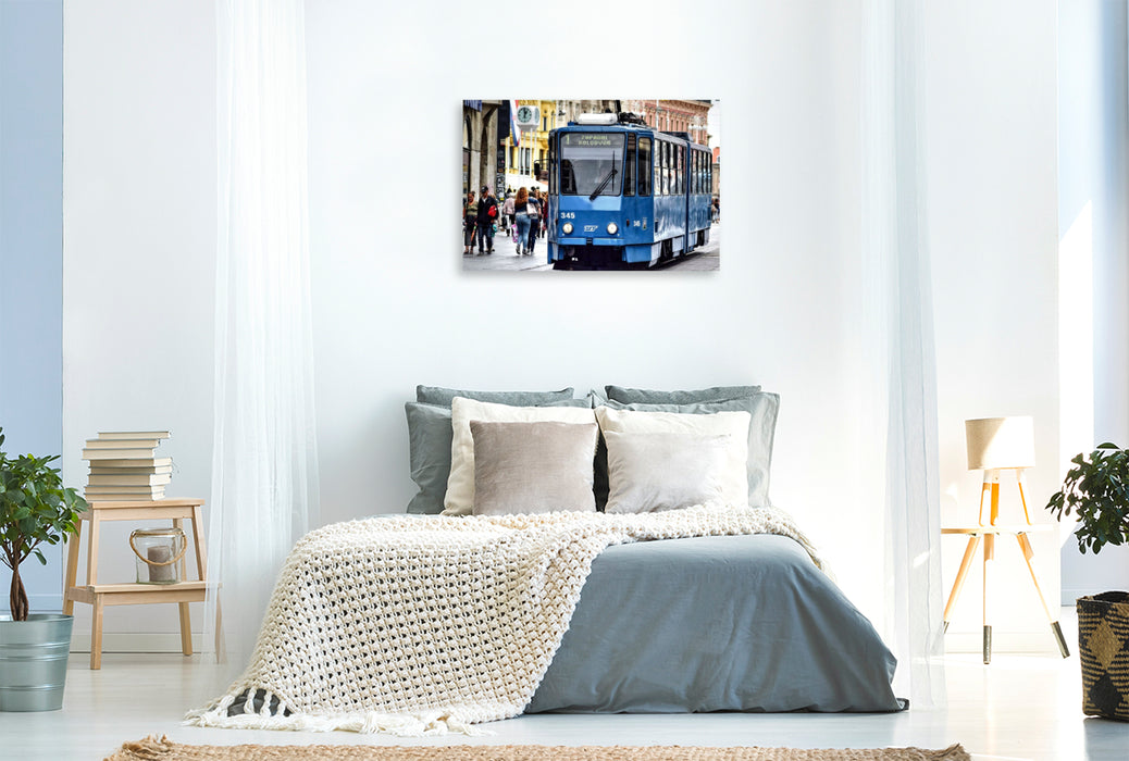 Premium Textil-Leinwand Eine Tatra KT4YU-Straßenbahn in Zagreb.