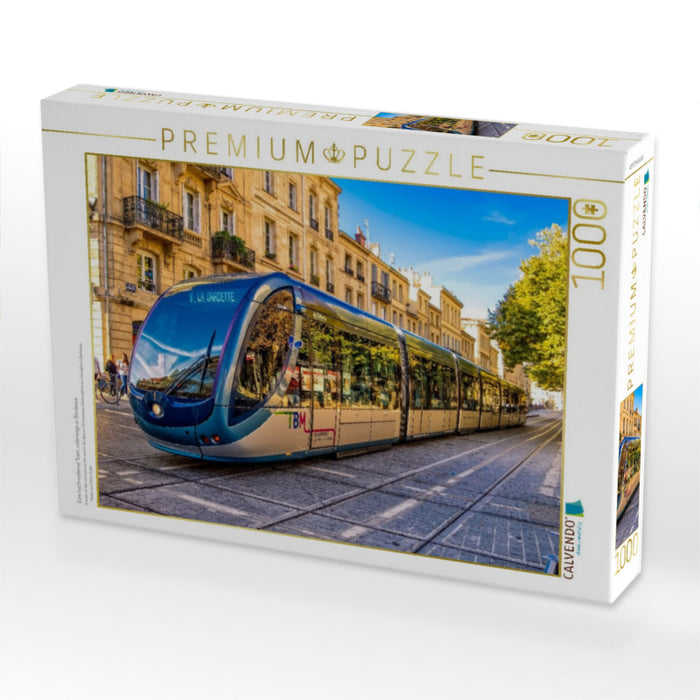 Eine hochmoderne Tram, unterwegs in Bordeaux - CALVENDO Foto-Puzzle'
