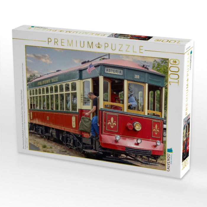 Diese historische Straßenbahn ist Teil der Astoria Riverfront Trolley-Flotte in Astoria, Oregon - CALVENDO Foto-Puzzle'
