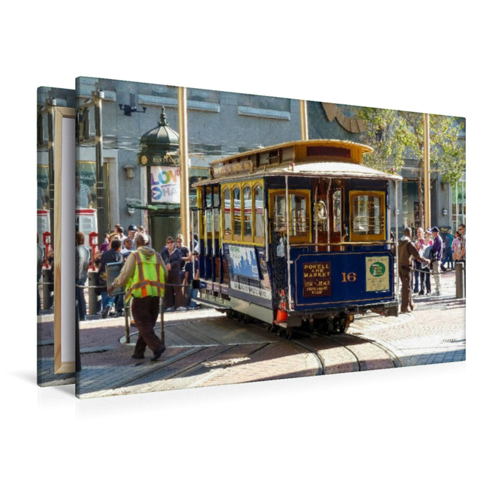 Premium Textil-Leinwand Eine der berühmten Cable Cars in San Francisco