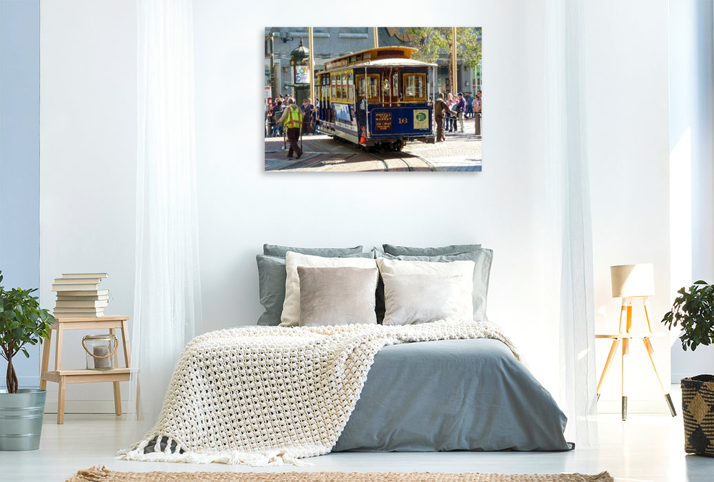 Premium Textil-Leinwand Eine der berühmten Cable Cars in San Francisco