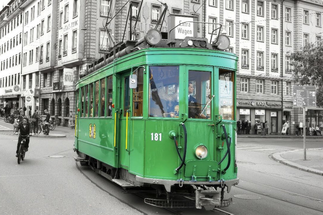 Premium Textil-Leinwand Ein historischer Triebwagen der Baseler Verkehrsbetriebe