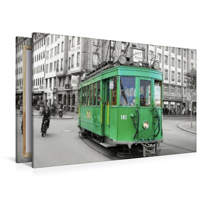 Premium Textil-Leinwand Ein historischer Triebwagen der Baseler Verkehrsbetriebe