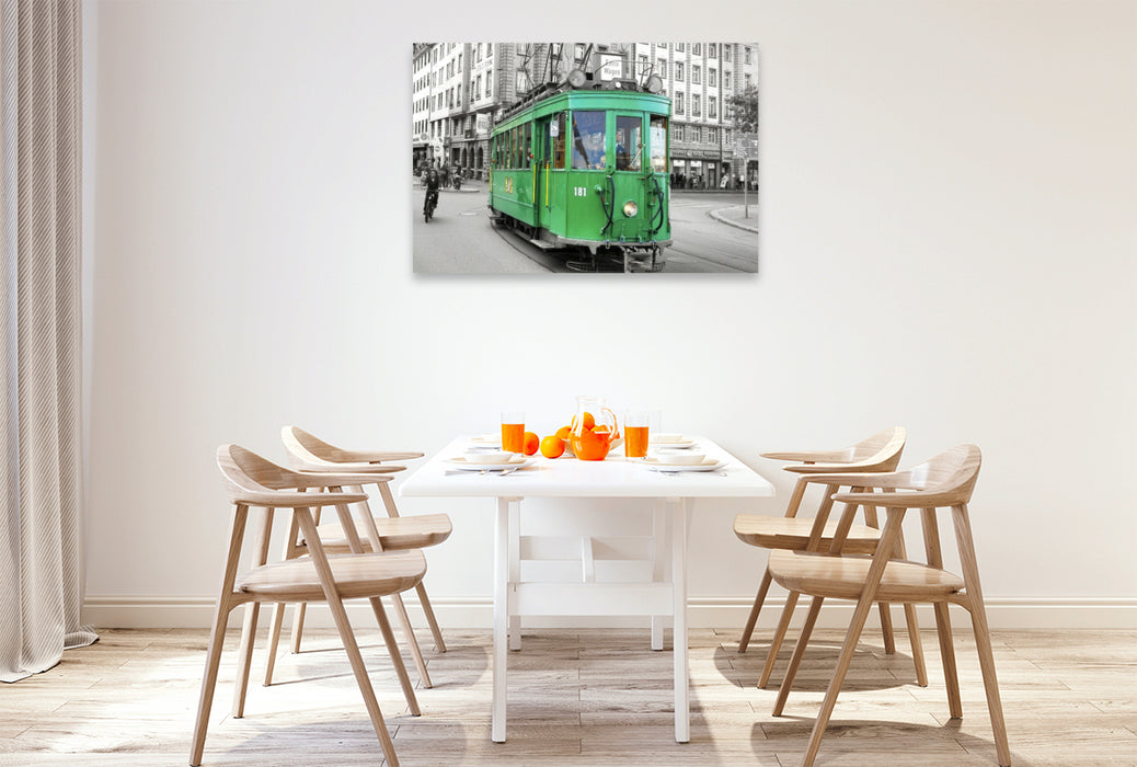 Premium Textil-Leinwand Ein historischer Triebwagen der Baseler Verkehrsbetriebe