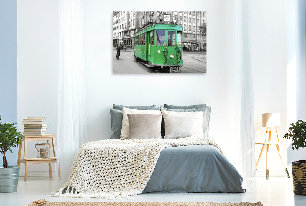 Premium Textil-Leinwand Ein historischer Triebwagen der Baseler Verkehrsbetriebe