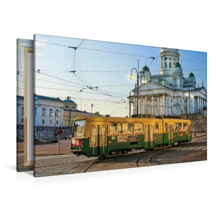 Premium Textil-Leinwand Gelenkwagen der Straßenbahn Helsinki