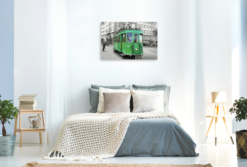 Premium Textil-Leinwand Ein historischer Triebwagen der Baseler Verkehrsbetriebe