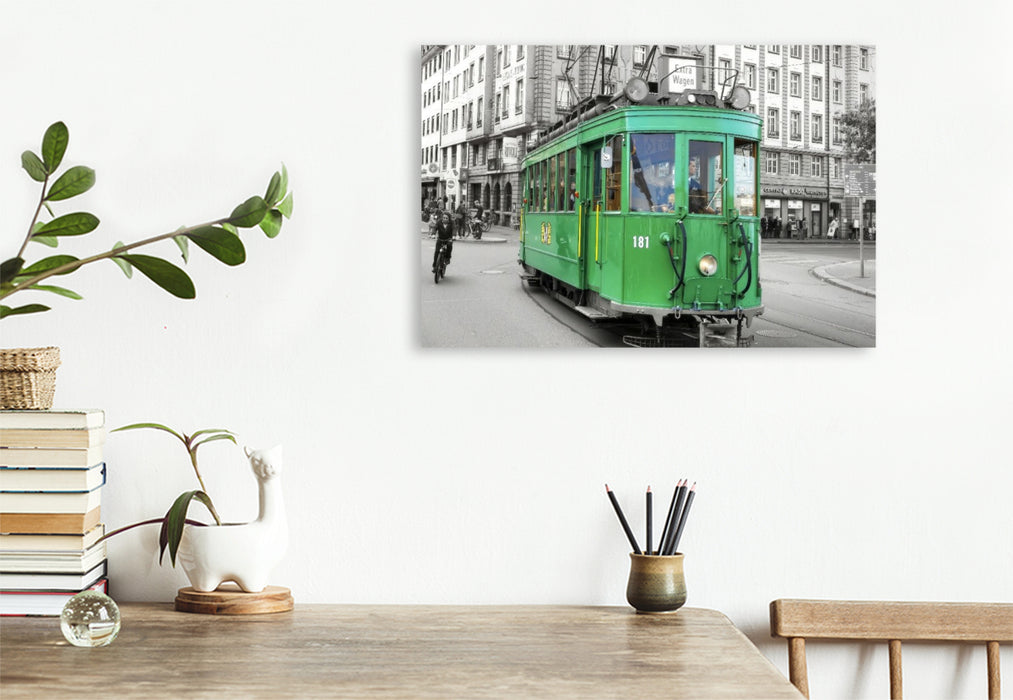 Premium Textil-Leinwand Ein historischer Triebwagen der Baseler Verkehrsbetriebe