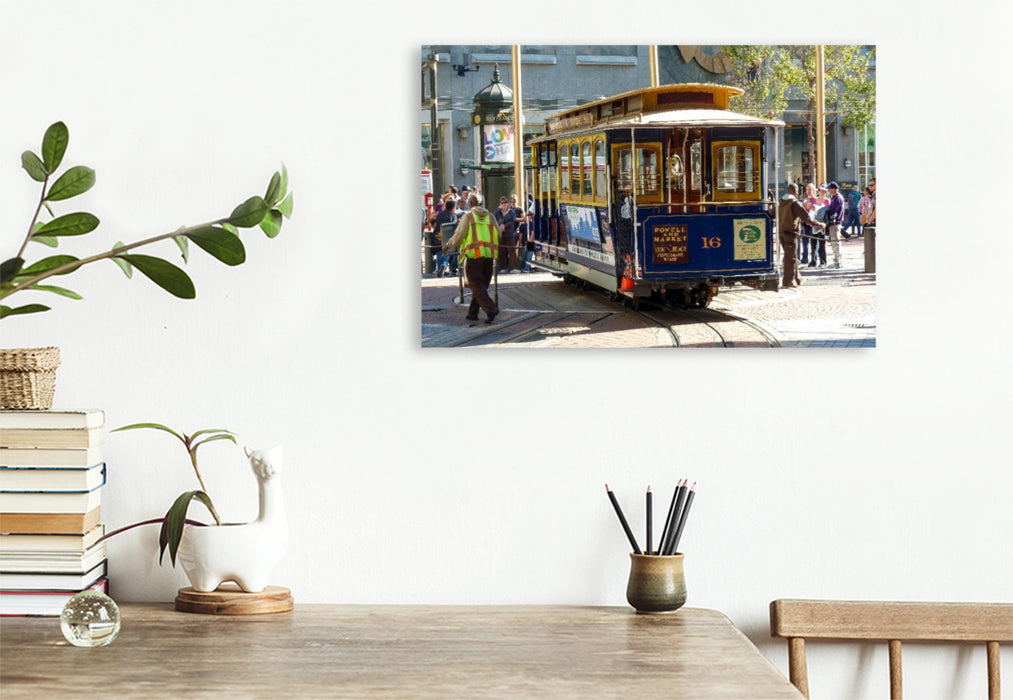 Premium Textil-Leinwand Eine der berühmten Cable Cars in San Francisco