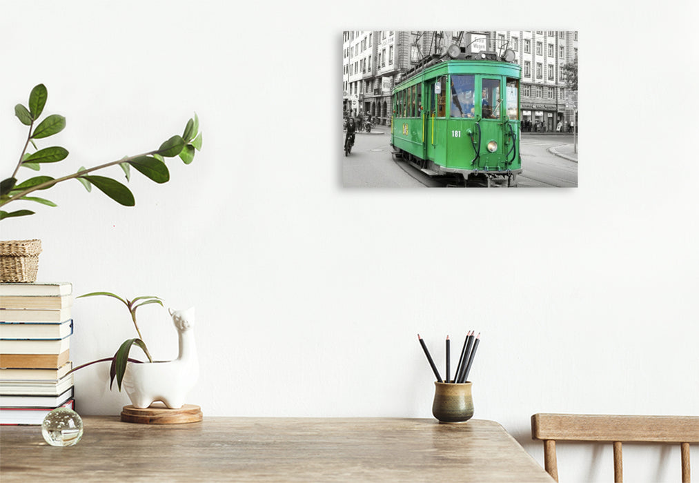 Premium Textil-Leinwand Ein historischer Triebwagen der Baseler Verkehrsbetriebe