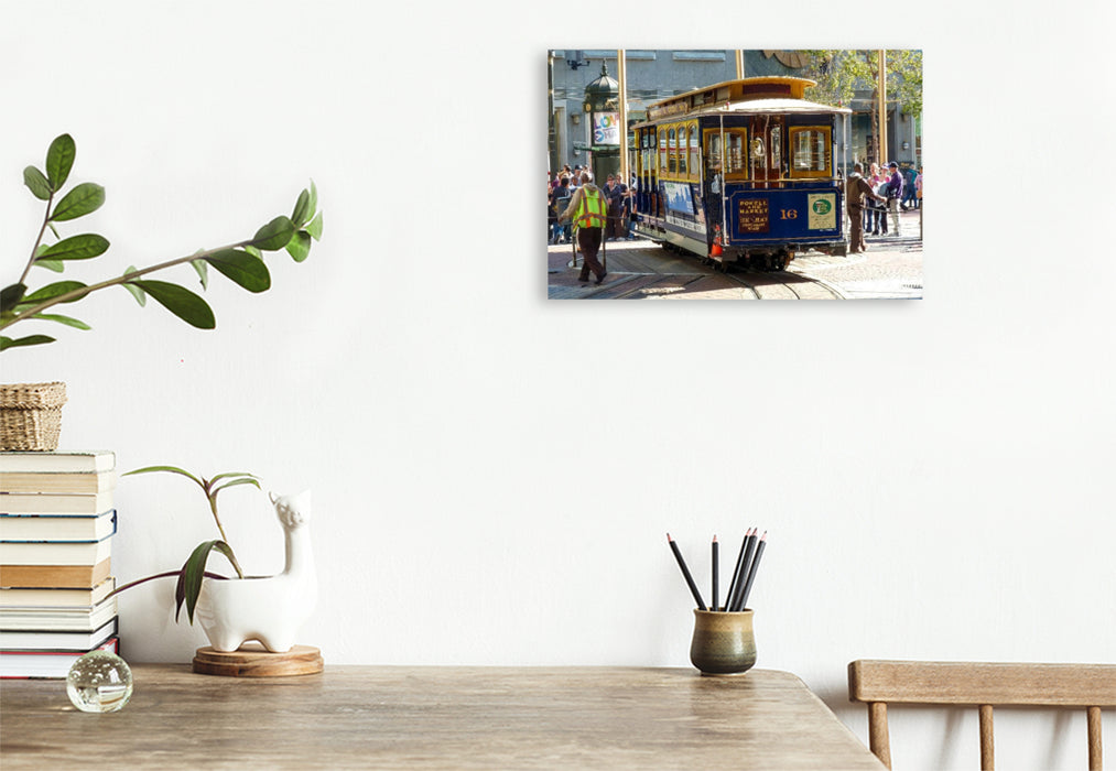 Premium Textil-Leinwand Eine der berühmten Cable Cars in San Francisco