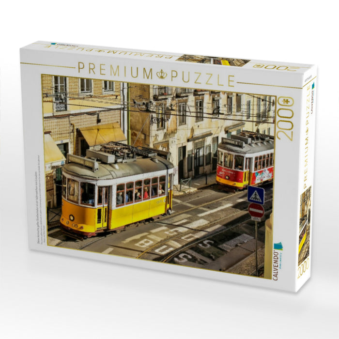 Diese ikonische gelbe Straßenbahn ist ein Wahrzeichen von Lissabon - CALVENDO Foto-Puzzle'
