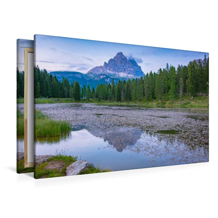 Premium Textil-Leinwand Antornosee mit den Drei Zinnen