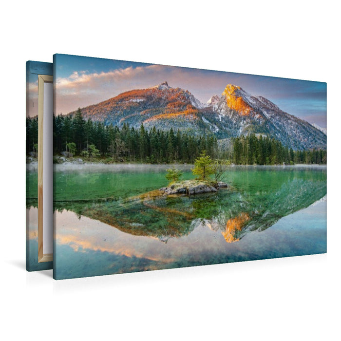 Premium Textil-Leinwand Hintersee mit Hochkalter