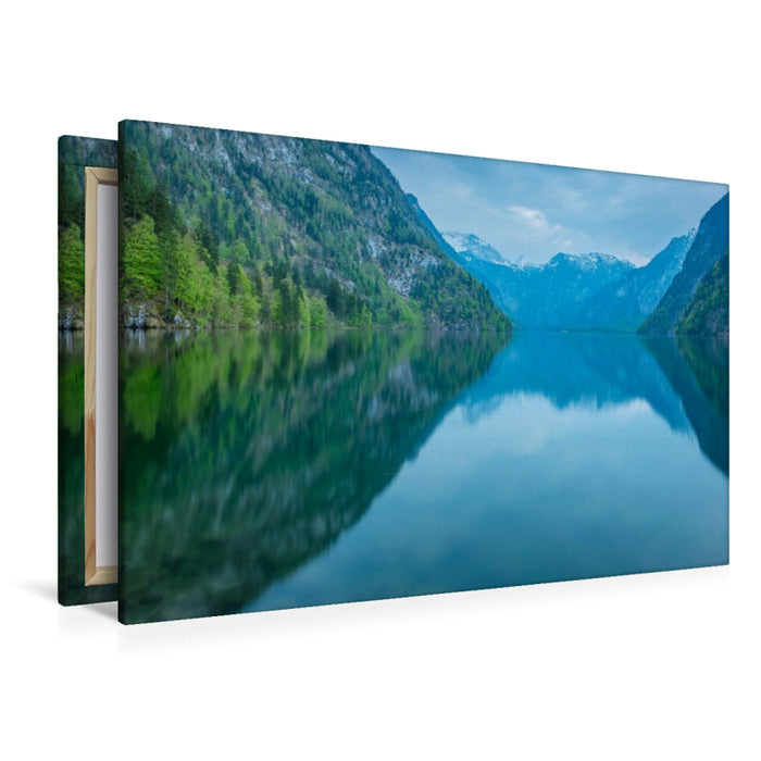 Premium Textil-Leinwand Königssee mit Berchtesgadener Alpen