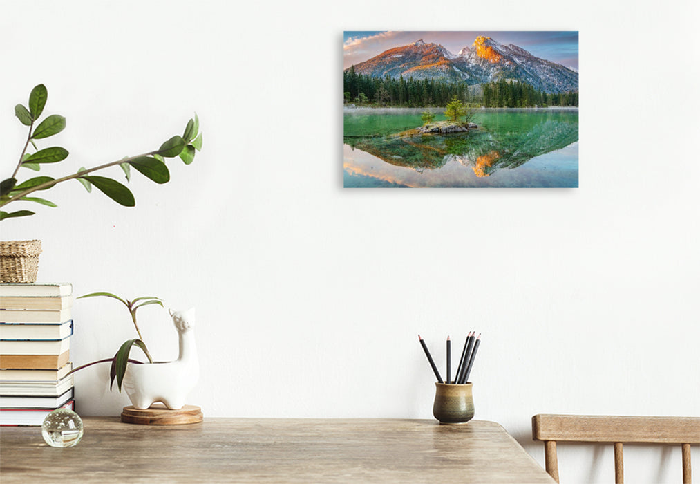 Premium Textil-Leinwand Hintersee mit Hochkalter
