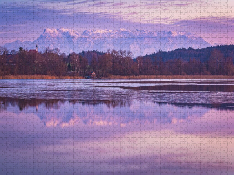 Abtsdorfer See mit Berchtesgadener Alpen - CALVENDO Foto-Puzzle'