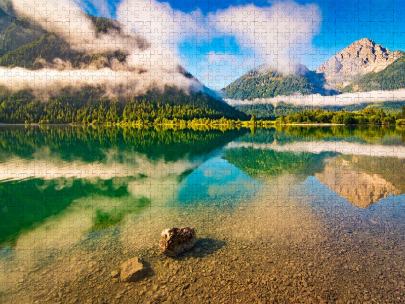 Heiterwanger See mit Lechtaler Alpen - CALVENDO Foto-Puzzle'